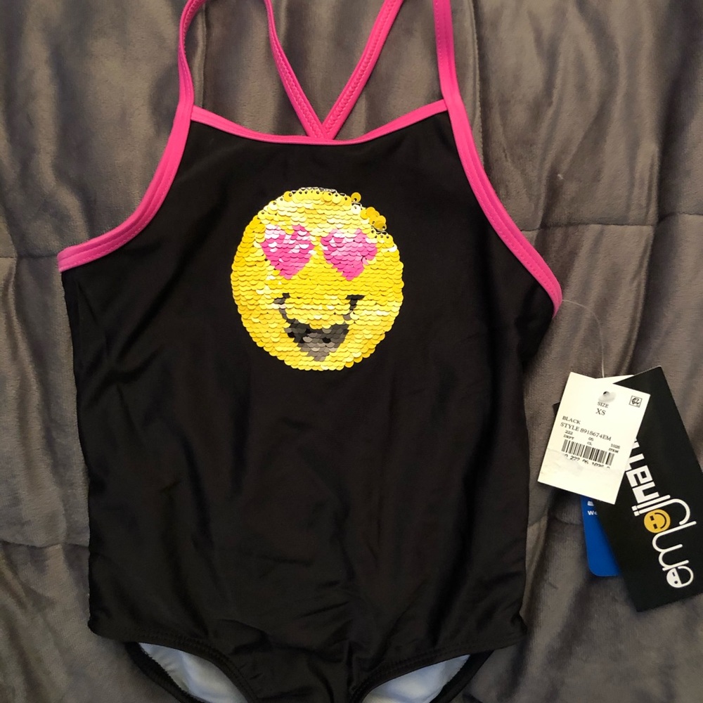 Girls emojination x-small 1 piece bathing suit